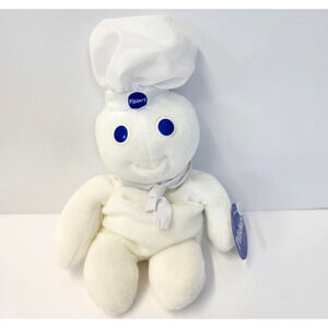 Vintage 1997 Pillsbury Doughboy Plush Stuffed Toy Small White Beanbag Mascot